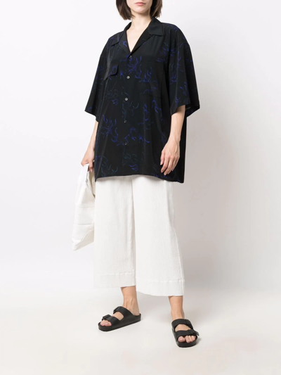 Shop Y's Abstract-print Oversized Shirt In Black