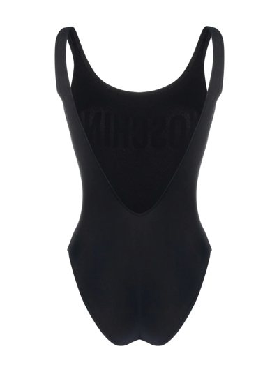 Shop Moschino Logo-print Swimsuit In Black