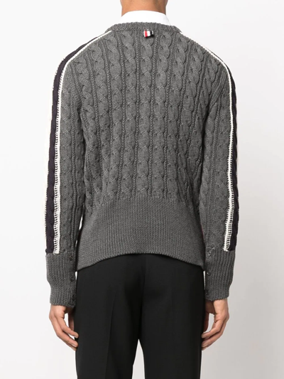 Shop Thom Browne Rwb Merino Wool Jumper In Grey