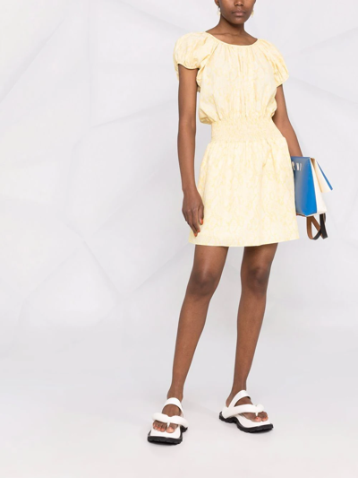 Shop Kenzo Gingham Snakeskin-print A-line Dress In Yellow