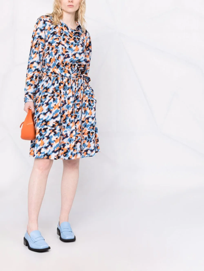 Kenzo Abstract-print Drawstring-waist Midi Dress In Blue