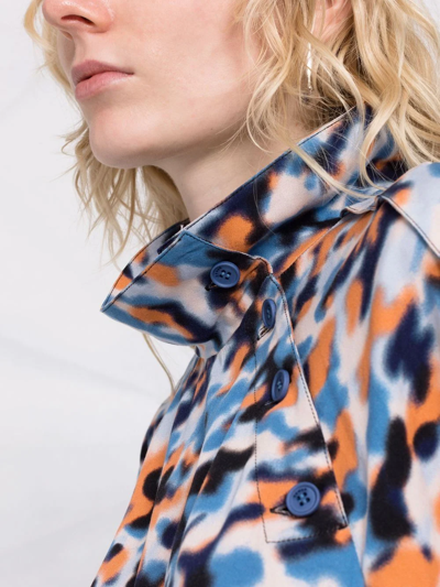 Kenzo Abstract-print Drawstring-waist Midi Dress In Blue