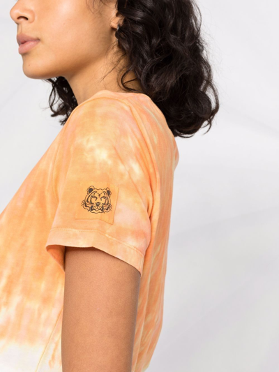 Kenzo Tie-dye T-shirt With K-tiger Patch In Orange