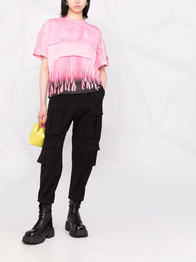 Kenzo Flame Abstract-print Crew-neck T-shirt In Pink