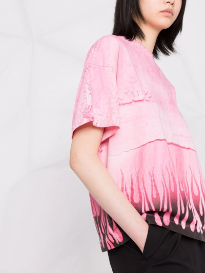 Kenzo Flame Abstract-print Crew-neck T-shirt In Pink