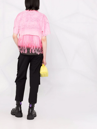 Kenzo Flame Abstract-print Crew-neck T-shirt In Pink