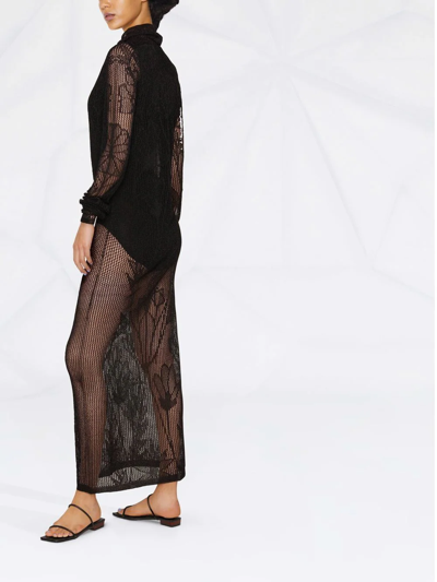 Dsquared2 Open-knit Long-sleeve Dress In Black