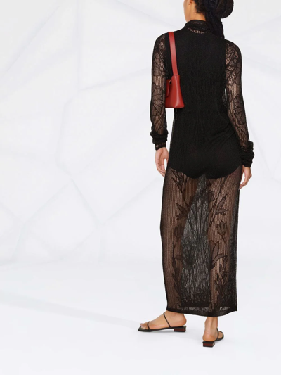 Dsquared2 Open-knit Long-sleeve Dress In Black