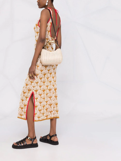Lanvin Cat Embellished-handle Woven Tote In Neutrals