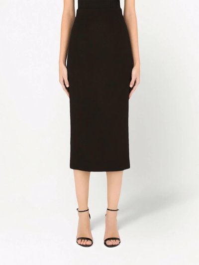 Shop Dolce & Gabbana Virgin Wool Pencil Skirt In Black