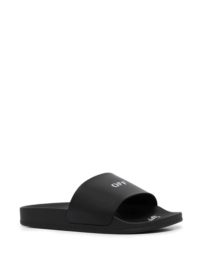 Shop Off-white Arrows Logo-print Slides In Black