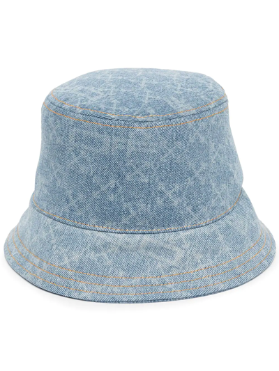 Shop Off-white Denim Bucket Hat In Blue