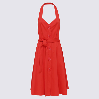 Shop Moschino Red Cotton Blend Dress