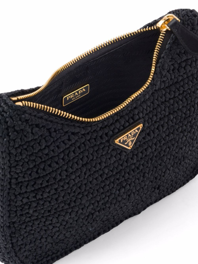 Shop Prada Re-edition 2005 Crochet-knit Shoulder Bag In Schwarz
