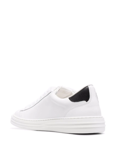 Shop Msgm 'never Look Back' Lace-up Sneakers In Weiss