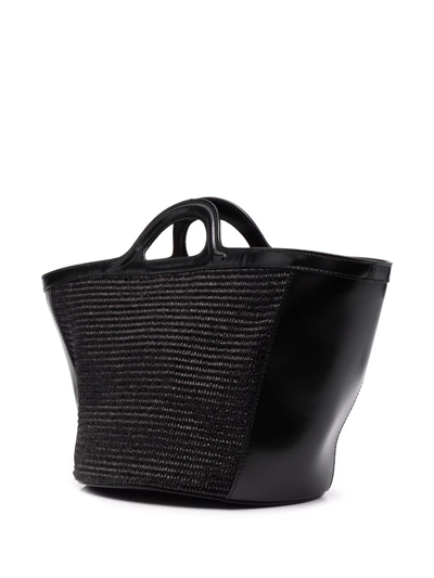 Marni Women Black Leather And Raffia Small Tropicalia Summer Handbag In Schwarz