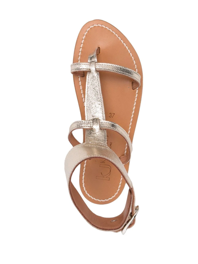 Shop Kjacques Leather Gladiator Sandals In Gold
