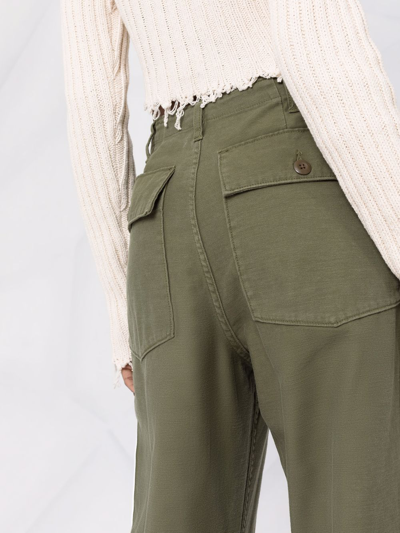 R13 Low-rise Wide Leg Cotton Trousers In Grün