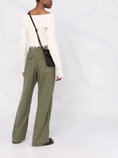 Shop R13 Low-rise Wide-leg Trousers In Grün