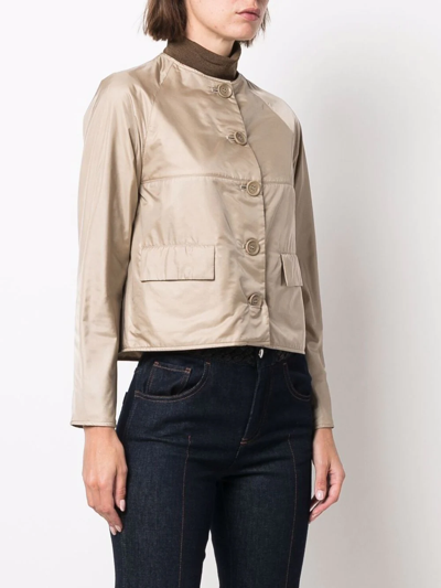 Shop Aspesi Button Down Jacket In Neutrals