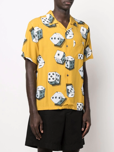 Shop Stussy Dice-print Short-sleeve Shirt In Gelb