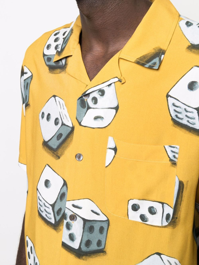 Shop Stussy Dice-print Short-sleeve Shirt In Gelb