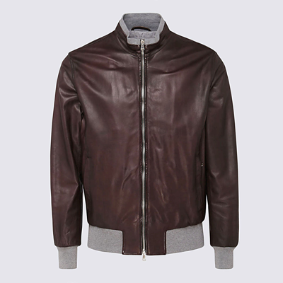 Shop Barba Brown Leather Jacket