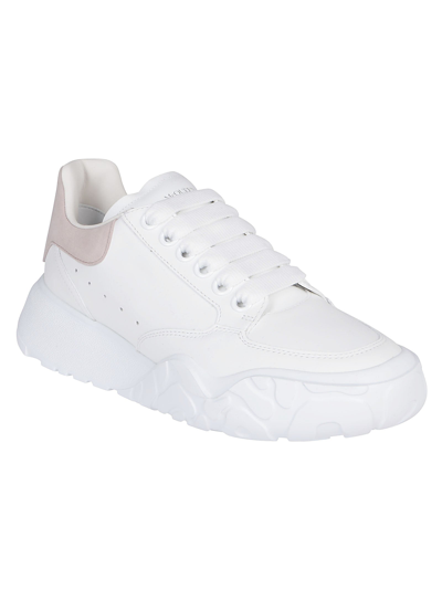 Shop Alexander Mcqueen White And Pink Leather Court Sneakers In White Patchouli