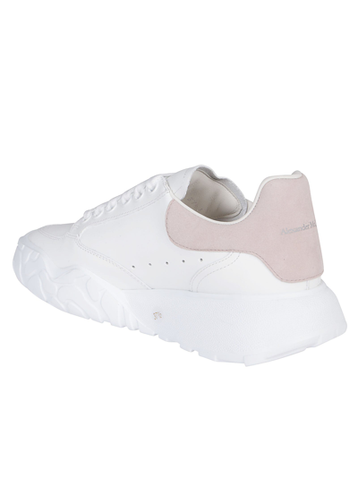 Shop Alexander Mcqueen White And Pink Leather Court Sneakers In White Patchouli