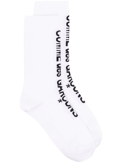 Shop Comme Des Garçons Logo-print Socks In White