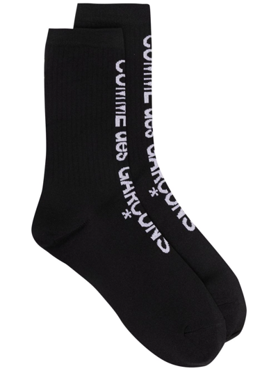 Shop Comme Des Garçons Logo-print Socks In Black
