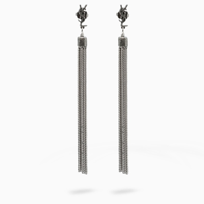 Shop Saint Laurent Silver-tone Loulou Earrings With Tassels In Metal