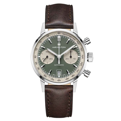 Shop Hamilton Intra-matic Mens Chronograph Automatic Watch H38416560 In Brown / Green