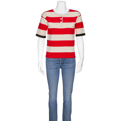 Shop Marni Ladies Striped Crewneck Shirt In Red/cream