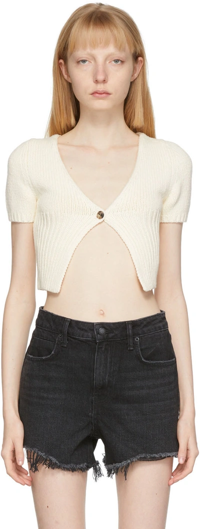 Shop Alexander Wang T Off-white Knit Cardigan In 104 Soft White