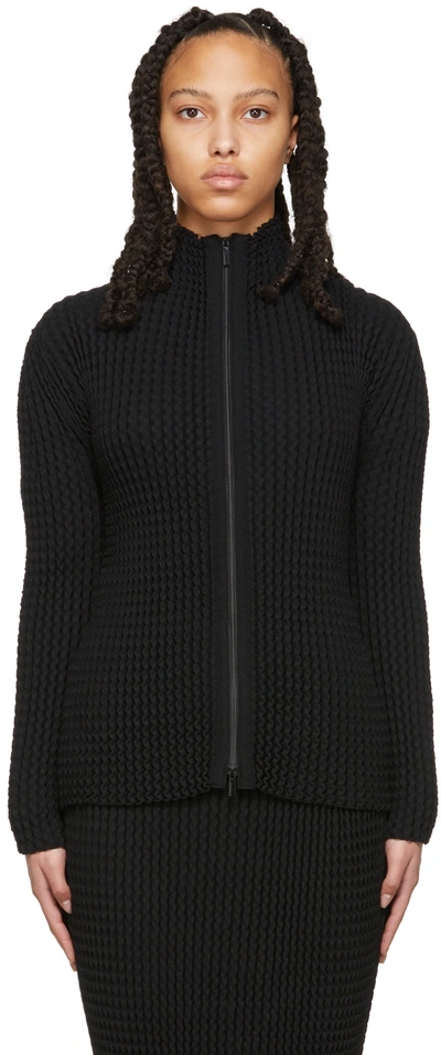 Shop Issey Miyake Black Spongy 26 Zip-up Sweater In 15 Black