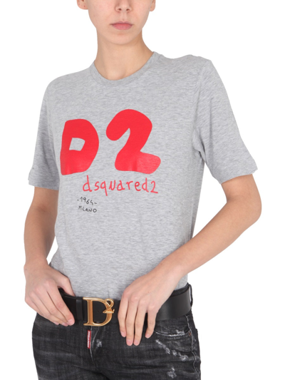 Shop Dsquared2 "renny D2" T-shirt In Grey