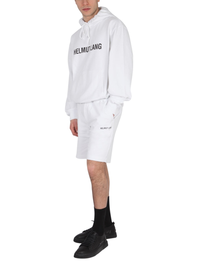 Shop Helmut Lang Bermuda With Logo Print In White