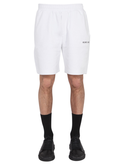 Shop Helmut Lang Bermuda With Logo Print In White