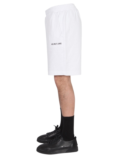 Shop Helmut Lang Bermuda With Logo Print In White