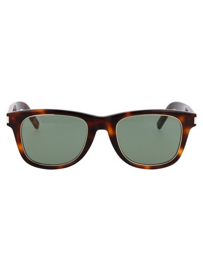 Shop Saint Laurent Sunglasses In 003 Havana Havana Green