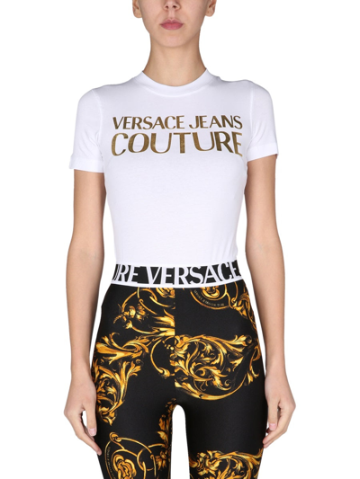 Shop Versace Jeans Couture T-shirt With Logo In White