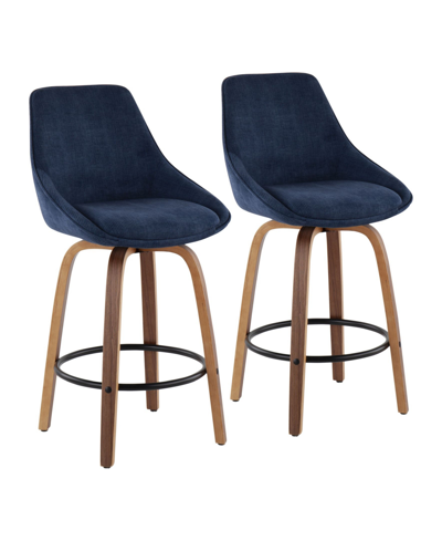 Shop Lumisource Diana Corduroy Counter Stool In Blue