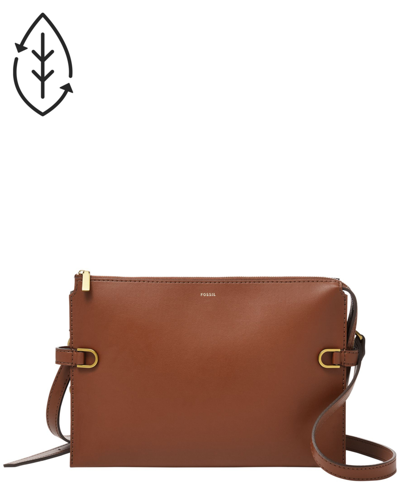 Shop Fossil Women's Kier Cactus Leather Crossbody Bag In Brown
