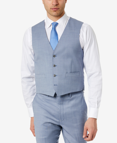 Shop Calvin Klein Men's Skinny-fit Wool-blend Infinite Stretch Suit Vest In Light Blue