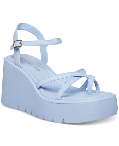 Shop Madden Girl Vault Strappy Platform Wedge Sandals In Baby Blue