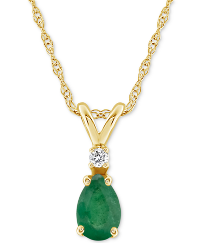 Macy's Sapphire (1/2 Ct. T.w.) & Diamond Accent 18" Pendant Necklace In 14k Gold (also In Ruby & Emerald) In Emerald