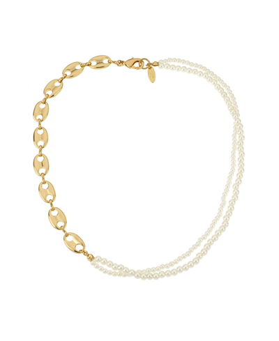 Shop Ettika 18k Gold Plated Link Chain And Cultured Freshwater Pearl Beaded Necklace In Gold-tone