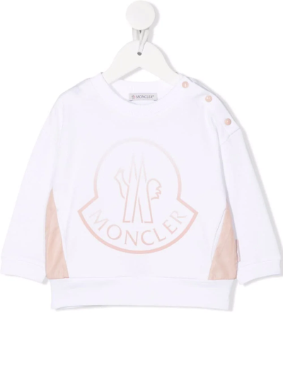 Shop Moncler Logo-print Colour-block Sweatshirt In White