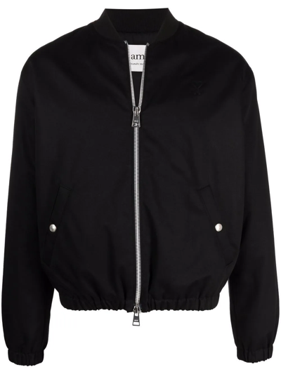 Shop Ami Alexandre Mattiussi Ami De Coeur Bomber Jacket In Black